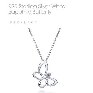 Sterling Silver White Sapphire Butterfly Necklace